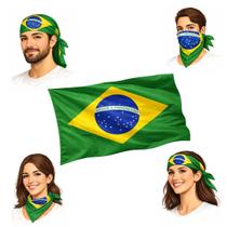 Balaclava/ Bandana/ Lenço Bandeira do Brasil Multifuncional Copa do Mundo (50x50 cm)
