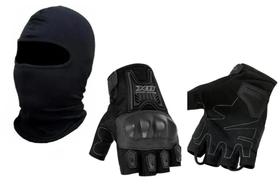 Balaclava Luva Motociclista X11 Blackout Meio Dedo Tam Gg