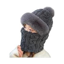 Balaclava Térmica Feminina De Inverno Com Forro De Lã E Gorro (2 Peças) - Máscara Corta-Vento Para