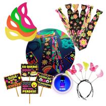 Balada Neon: Tiara, Gravata, Plaquinha e Máscaras