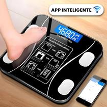 Balança Bioimpedância Digital Aplicativo Bluetooth Medidora Corporal Fitness até 140kg Painel LCD