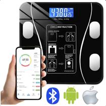 Balança Bioimpedância Digital Inteligente Preta Bluetooth Completa