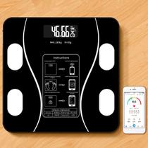 Balança Bioimpedancia Wifi Preta Até 180kg Banheiro Academia