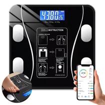 Balança Corporal Bioimpedância Bluetooth 180kg Medições Precisos para Nutrição e Saúde Cor Preto Balança Corporal Bioimpedância Bluetooth 180kg Medições Precisos para Nutrição e Saúde Cor Preto