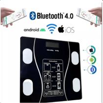 Balança Corporal Completa Preta Bioimpedância Vidro Bluetooth 180kg