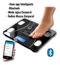 Balança Corporal Digital Bioimpedância 180g Smart App Bluethooh IMC Profissional Preto 3v Balança Corporal Digital Bioimpedância 180g Smart App Bluethooh IMC Profissional Preto 3v