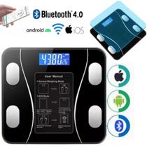 Balança Corporal Inteligente Vidro Preto 140kg Bluetooth Top