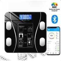 Balança Corporal Preta Vidro Bluetooth Completa App Bioimpedância 180kg
