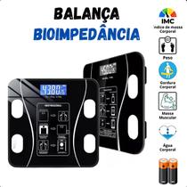 Balança Corporal Preta Vidro Bluetooth Completa Bioimpedância App 140kg