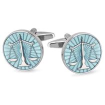 Balança Cufflinks Blue Balance para homens em cobre 17 mm x 17 mm Balança Cufflinks Blue Balance para homens em cobre 17 mm x 17 mm