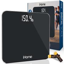 Balança de banheiro digital iHome Black com capacidade de 180 kg