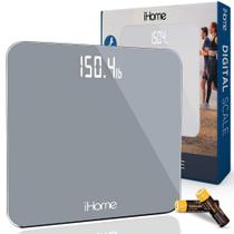 Balança de banheiro digital iHome Grey com capacidade de 180 kg com baterias Balança de banheiro digital iHome Grey com capacidade de 180 kg com baterias