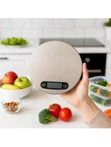 Balança de Cozinha Digital 10kg Prata Redonda