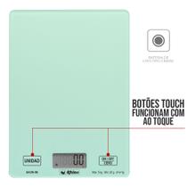 Balança de Cozinha Digital Touch RHINO BACRI-5M, 5Kg / 1g, vidro temperado, Função TARA.