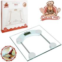 Balanca de piso digital de vidro quadrada bons cheff 180kg 30cm a bateria - WELLMIX