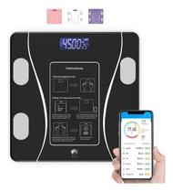 Balança Digital Bioimpedância Com Bluetooth Aplicativo Peso Analisador Corporal Gordura 180kg Preto