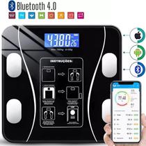 Balança Digital Bluetooth IMC Saúde Fitness Profissional Vidro Preto