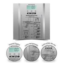 Balança Digital Corporal Ison Mede Gordura, Água e Peso Até 150 Kg Vidro Temperado Kikos Ty51