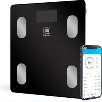 Balança Digital de Bioimpedância Corporal Fitness para Banheiro - Bluetooth e App, Alta Precisão, Preta, Capacidade até 180Kg