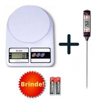 Balança Digital De Cozinha Até 10 Kg + Termômetro Culinário - MB