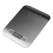 Balança digital de cozinha em aço inox compacta, até 10kg, tela lcd e função tara Balança digital de cozinha em aço inox compacta, até 10kg, tela lcd e função tara