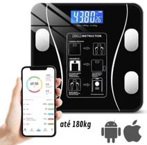 Balança Digital Inteligente de bioimpedância Bluetooth até 180kg com App Android e iOS