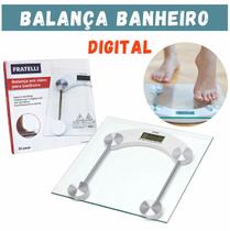 Balança Digital para Banheiro até 180kg Com Vidro Temperado com Bateria