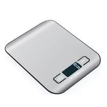 Balança Digital Para Cozinha Em Aço Inox Retangular 10 kg Moderna Display Iluminado Bateria Inclusa