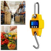 Balança Digital Portátil 300kg LCD Iluminado, Gancho em Aço e Função Tara BOM6602