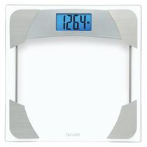Balança digital Taylor para peso corporal, capacidade de 180 kg, LCD azul