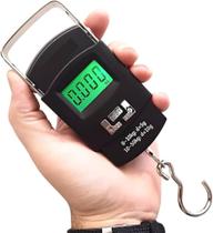Balança Portátil Digital de Precisão 50kg para Pesca, Despacho, Mala Compacta, Gancho de Metal