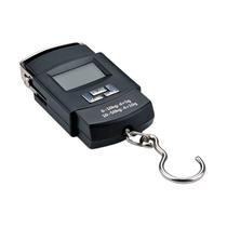 Balança Portátil Preta de Mão Display Digital Gancho de Metal Tela LCD Iluminada Até 50 Kilos Desligamento Automático Balança Portátil Preta de Mão Display Digital Gancho de Metal Tela LCD Iluminada Até 50 Kilos Desligamento Automático