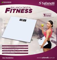 Balança Safanelli Fitness branca digita ltampo em vidro 5mm leitura super rápida 180kg