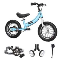 Balance Bike OHIIK 2 em 1 para crianças de 2 a 8 anos com pedais azuis
