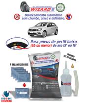 Balanceador Automático Sem Chumbo Carro VW Gol Aro 15" e 16" - Kit 5 Pneus e Bisnaga - Balanceador Dinâmico Wizard