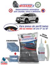 Balanceamento Automático Sem Chumbo Carros C4 Cactus Aro 17" e 18" - Kit 5 Pneus e Bisnaga - Balanceador Dinâmico Wizard