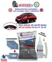 Balanceamento Automático Sem Chumbo Nissan Versa V Drive Aro 17" e 18" - Kit 5 Pneus e Bisnaga - Balanceador Dinâmico Wizard