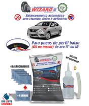 Balanceamento Dinâmico Sem Chumbo Carro Nissan Versa Aro 17" e 18" - Kit 5 Pneus e Bisnaga - Balanceador Dinâmico Wizard