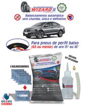 Balanceamento Dinâmico Sem Chumbo Carro VW Virtus Aro 15" e 16" - Kit 5 Pneus e Bisnaga - Balanceador Dinâmico Wizard