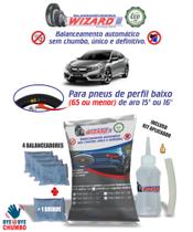 Balanceamento Dinâmico Sem Chumbo Carrro Honda Civic Aro 15" e 16" - Kit 5 Pneus e Bisnaga - Balanceador Dinâmico Wizard