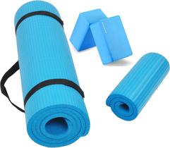BalanceFrom GoYoga + Tapete de ioga + par de blocos Azul - Signature Fitness