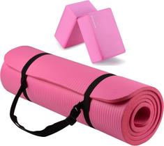 BalanceFrom Tapete de ioga GoYa + par de blocos rosa