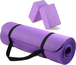 BalanceFrom Tapete de ioga GoYa + par de blocos roxo