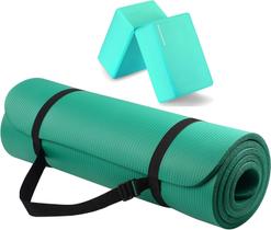 BalanceFrom Tapete de ioga GoYa + par de blocos verde