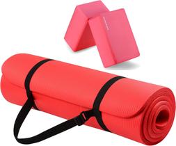 BalanceFrom Tapete de ioga GoYa + par de blocos vermelho