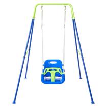 Balanço 3 em 1 FUNLIO para Crianças com Estrutura Metálica Dobrável Verde Azul Balanço 3 em 1 FUNLIO para Crianças com Estrutura Metálica Dobrável Verde Azul