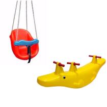 Balanço BB com Crocodilo Conjunto Playground Infantil para Diversão