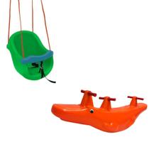 Balanço BB com Crocodilo Conjunto Playground Infantil para Diversão