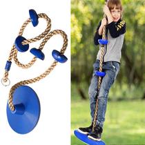 Balanço de corda de escalada para crianças com plataforma e balanço azul Balanço de corda de escalada para crianças com plataforma e balanço azul