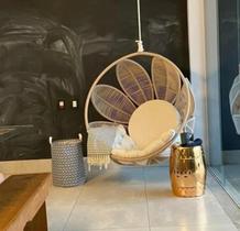 Balanço Flor Pendurado Corda Náutica e Alumínio Balanço Flor Pendurado Corda Náutica e Alumínio